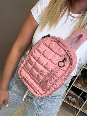 Nevaeh Nylon Quilted Sling Bag [ Rose ] - The Rack Boutique ⚡️