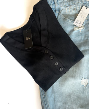 Nora Henley Long Sleeve Top - The Rack Boutique ⚡️
