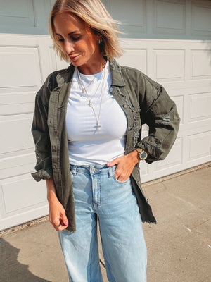 Paityn Denim Jacket [ Olive ] - The Rack Boutique ⚡️