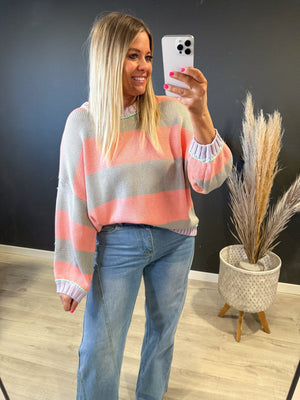 Peachy Clean Stripe Sweater - The Rack Boutique ⚡️