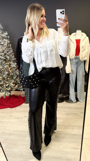 Pearl Leather Stud Pants - The Rack Boutique ⚡️