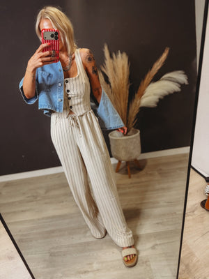 Pinstripe Button Vest & Pants Set [ 2 colors ] - The Rack Boutique ⚡️