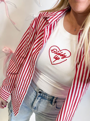 Red Rally Striped Button Up - The Rack Boutique ⚡️