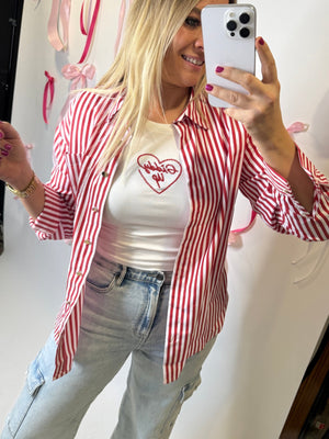 Red Rally Striped Button Up - The Rack Boutique ⚡️