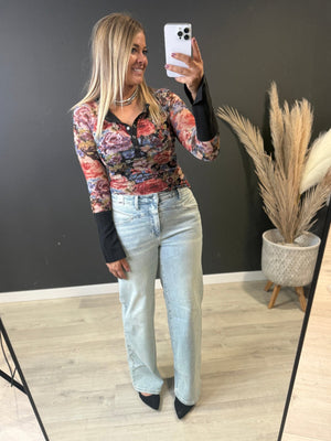 Reese Floral Spilt Cuff Raglan Top - The Rack Boutique ⚡️