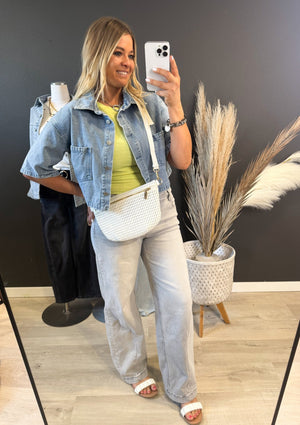 Romy Short Sleeve Denim Jacket - The Rack Boutique ⚡️