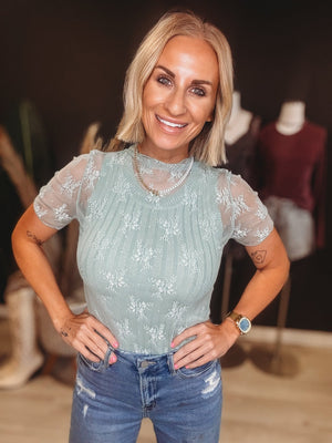 Sage Mesh Top - The Rack Boutique ⚡️