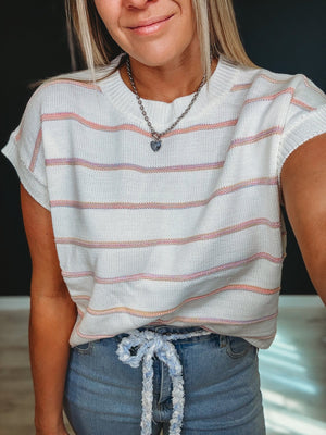 Serge Rainbow Striped Cap Sleeve Sweater - The Rack Boutique ⚡️