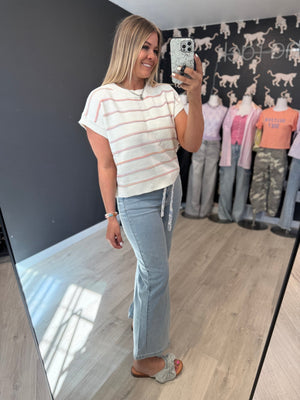 Serge Rainbow Striped Cap Sleeve Sweater - The Rack Boutique ⚡️