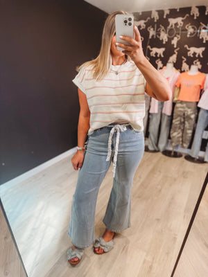 Serge Rainbow Striped Cap Sleeve Sweater - The Rack Boutique ⚡️