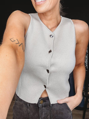 Shana Metal Button Down Detail Tank - The Rack Boutique ⚡️