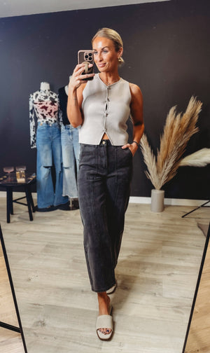 Shana Metal Button Down Detail Tank - The Rack Boutique ⚡️