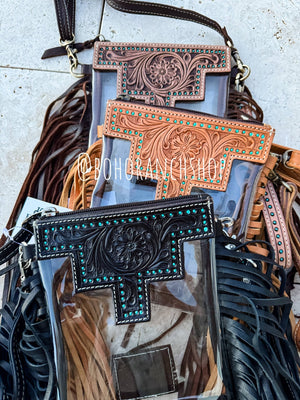 SHAYNE SMALL - Hand Tooled Clear Crossbody Concert bag - The Rack Boutique ⚡️