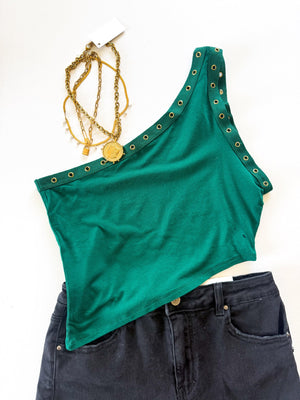 Side Eye One Shoulder Stud Top - The Rack Boutique ⚡️