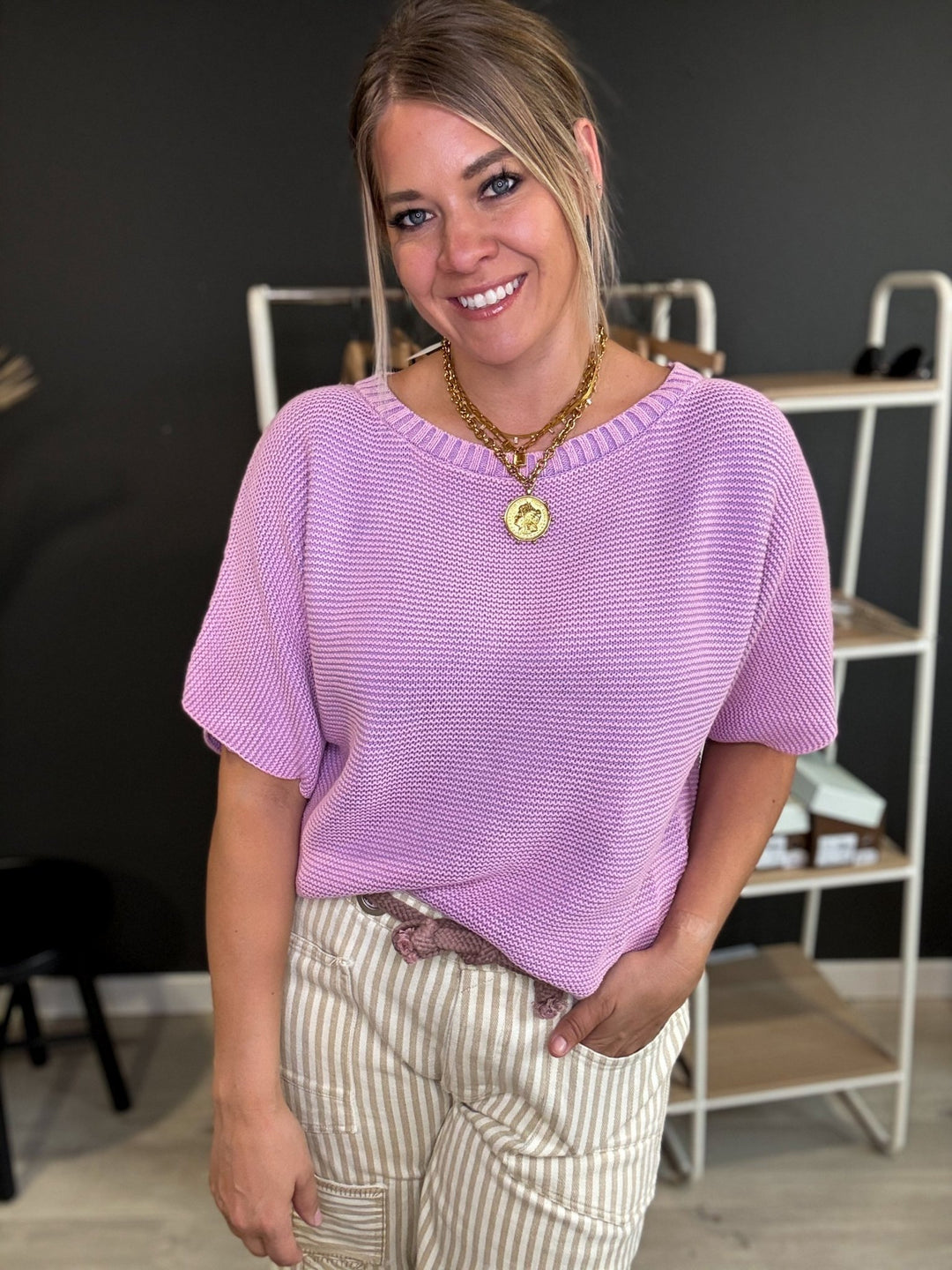 Sloan Washed Short Sleeve Sweater - The Rack Boutique ⚡️