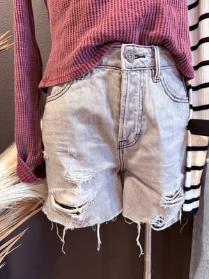 Sophie Mom Shorts [ grey wash ] - The Rack Boutique ⚡️