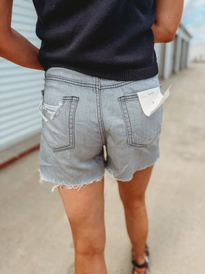 Sophie Mom Shorts [ grey wash ] - The Rack Boutique ⚡️