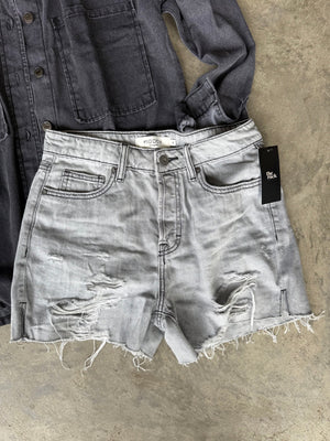 Sophie Mom Shorts [ grey wash ] - The Rack Boutique ⚡️