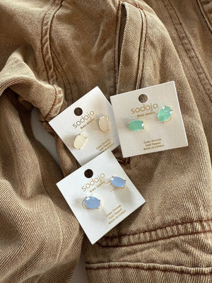 Stone Stud Earrings [ 3 colors ] - The Rack Boutique ⚡️