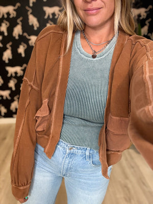 Sully Vintage Washed Cardigan Top - The Rack Boutique ⚡️