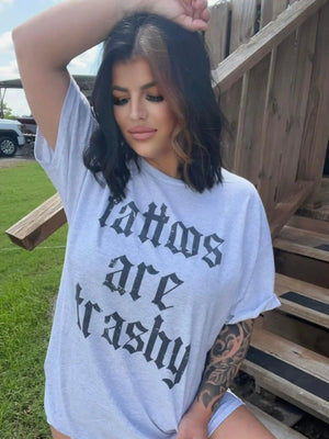 Tattoos Are Trashy Graphic Tee Preorder - The Rack Boutique ⚡️