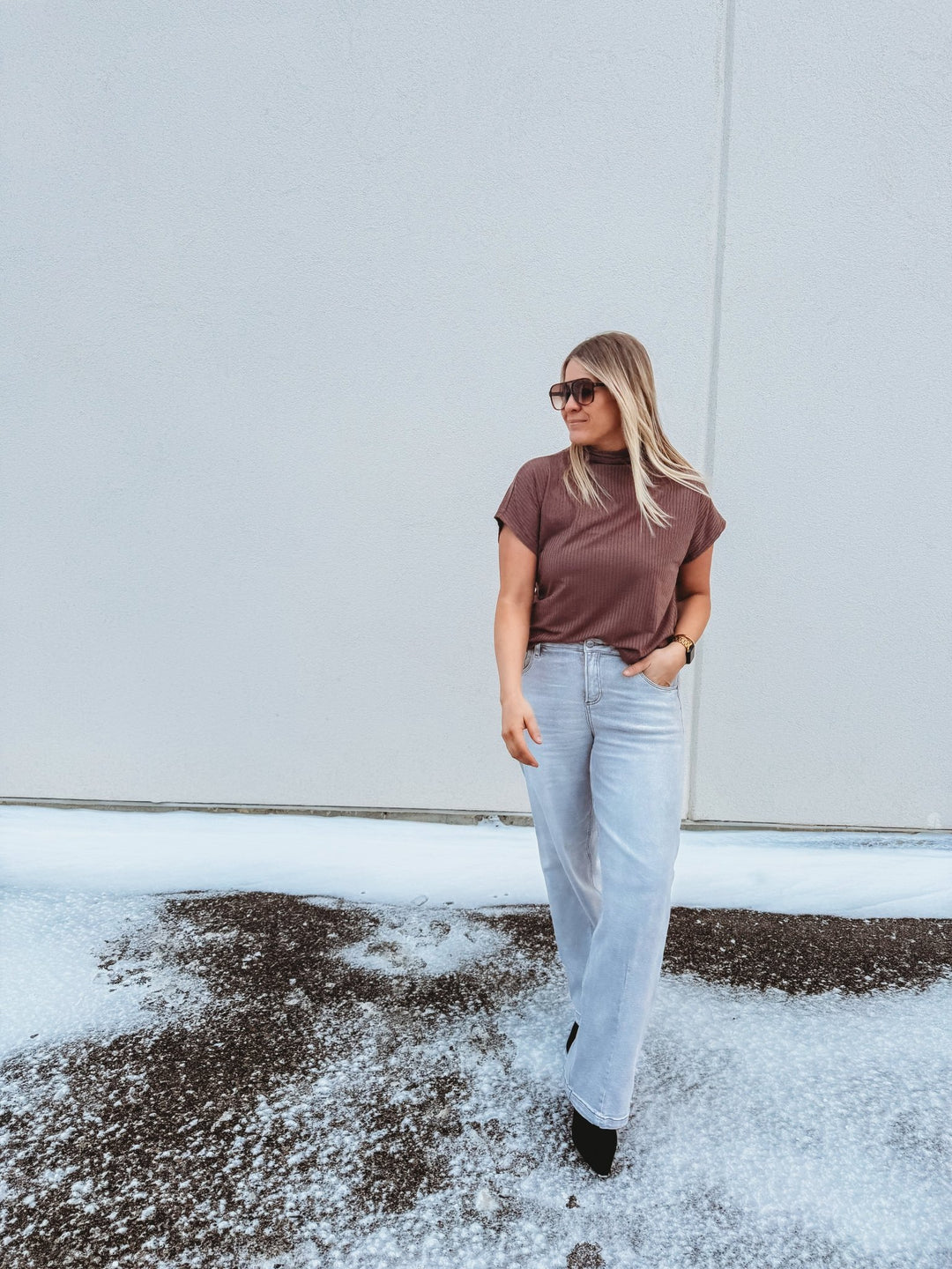 The Coco Textured Mock Neck Top - The Rack Boutique ⚡️