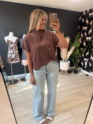 The Coco Textured Mock Neck Top - The Rack Boutique ⚡️