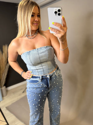 The Devra Denim Tube Top - The Rack Boutique ⚡️