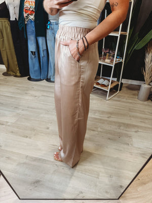 The Ellery Satin Wide Leg Pants [ Rose ] - The Rack Boutique ⚡️
