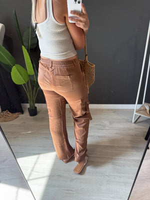 The Ember Satin Cargo Pants [ Brown ] - The Rack Boutique ⚡️