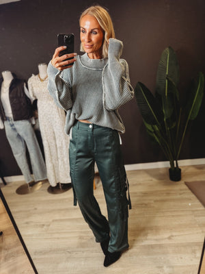 The Ember Satin Cargo Pants [ Green ] - The Rack Boutique ⚡️