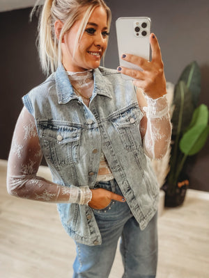 The Finer Edge Denim Vest [ small but oversized ] - The Rack Boutique ⚡️