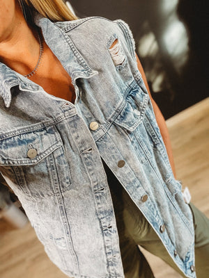 The Finer Edge Denim Vest [ small but oversized ] - The Rack Boutique ⚡️