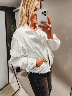 The Good Thing White Windbreaker Jacket - The Rack Boutique ⚡️