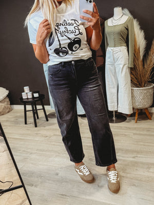 The Kate Black Barrel Jeans by Vervet - The Rack Boutique ⚡️