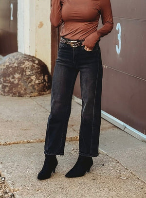 The Kate Black Barrel Jeans by Vervet - The Rack Boutique ⚡️