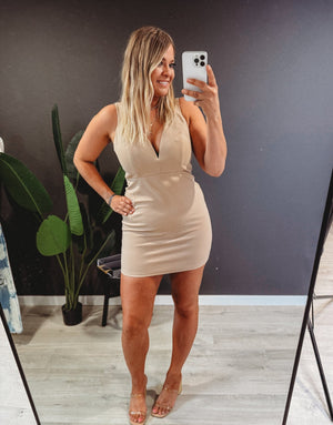 The Leyton Taupe Dress - The Rack Boutique ⚡️