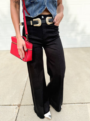 The Long Live Wide Leg Denim [ Black ] - The Rack Boutique ⚡️