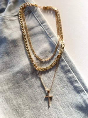 The Luma 3 Layer Cross Necklace - The Rack Boutique ⚡️