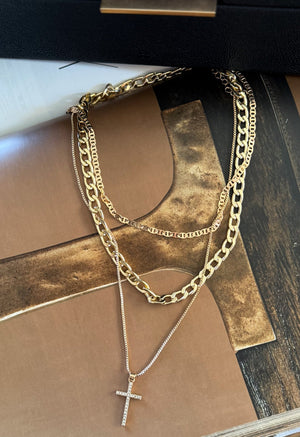 The Luma 3 Layer Cross Necklace - The Rack Boutique ⚡️