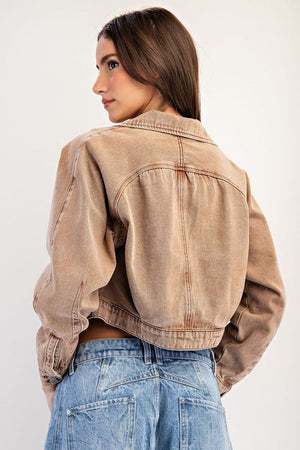 The Lumee Camel Denim Cropped Jacket - The Rack Boutique ⚡️