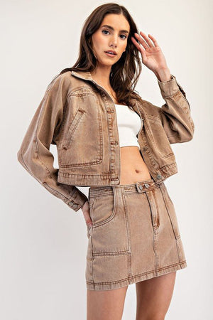 The Lumee Camel Denim Utility Skirt - The Rack Boutique ⚡️