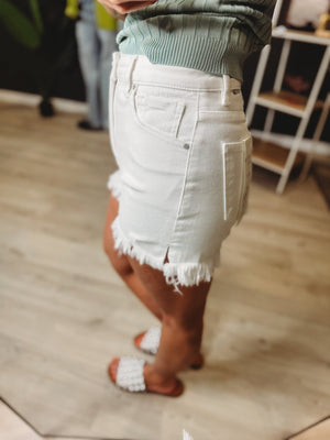 The Pella White Denim Shorts - The Rack Boutique ⚡️