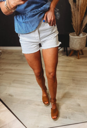 The Pella White Denim Shorts - The Rack Boutique ⚡️