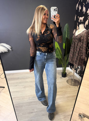 The Rach Floral Henley - The Rack Boutique ⚡️