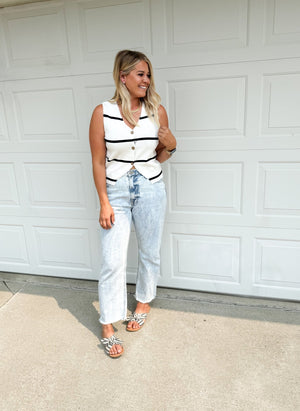 The Roxy Stripe Button Vest - The Rack Boutique ⚡️
