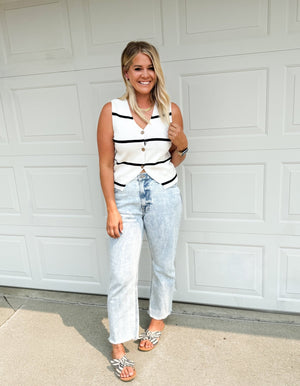 The Roxy Stripe Button Vest - The Rack Boutique ⚡️