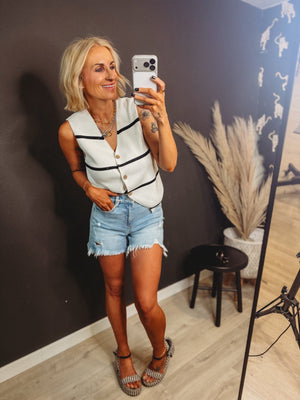 The Roxy Stripe Button Vest - The Rack Boutique ⚡️