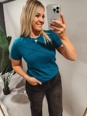 The Sapphire Toothpick Stitched Tee - The Rack Boutique ⚡️
