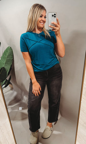 The Sapphire Toothpick Stitched Tee - The Rack Boutique ⚡️